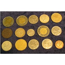 1467. 1900 Canada Large Cent; 1956, 66, & 68 Silver Quarters; 1965 Cent; 1973 Dime; 1970, 77, 78, &