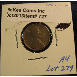 727. 1915 S Lincoln Cent. VG-8. Redbook value $22.00.