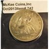 Image 1 : 742. 1848 O Seated Liberty Half Dollar. EF 40. Redbook value $140.00.