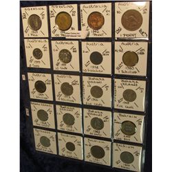744. (20) World Country Coins in 2" by 2"s. Including Argentina, Australia, Austria, Bahamas, Bahrai
