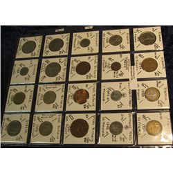 748. (20) World Country Coins in 2" by 2"s. Including France, Germany, Nazi Germany, Greece, & Great