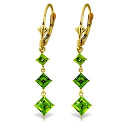 14K YG 2.29ct SQUARE PERIDOTS CHANDELIER EARRING
