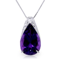 14K WHITE GOLD 5.00ct PEAR AMETHYST NECKLACE