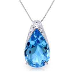 14K WHITE GOLD 6.00ct PEAR BLUE TOPAZ NECKLACE