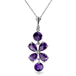 14K WG 2.15ct PEAR& 1.0ct ROUND AMETHYST NECKLACE