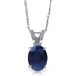 14k White Gold 1.0ct Oval Sapphire Necklace