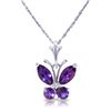 Image 1 : 14K WG .40ct & .20ct  AMETHYST BUTTERFLY NECKLACE