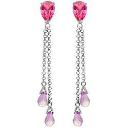 14K W. GOLD 2.00ct PINK TOPAZ CHANDELIER EARRING