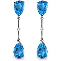 14k W. Gold 7.00ct Blue Topaz Teardrop Earrings