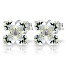14K White Gold 1.15ct Round Tanzanite Stud Earring