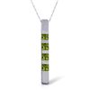 Image 1 : 14K White Gold .35ct Princess Peridot Bar Necklace
