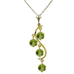 14k YG 2.25ct ROUND Peridot Chandelier Necklace