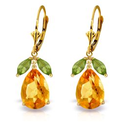 14k YG 12.00ct Citrine & 1.0ctPeridot Drop Dangle Earring