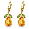 Image 1 : 14k YG 12.00ct Citrine & 1.0ctPeridot Drop Dangle Earring