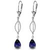 Image 1 : 14k WG Rope Leverback Earrings with 3.00ct Sapphires