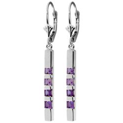 14K White Gold .70ct Amethyst Bar Earring