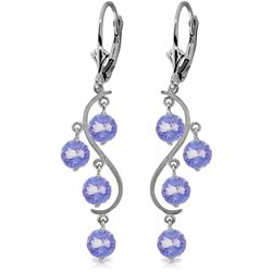 14k WG 4.00ct ROUND Tanzanite Chandelier Earrings