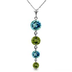 14K White Gold 6.0ct 4.0ct Peridot & Blue Topaz  Necklace