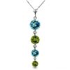 Image 1 : 14K White Gold 6.0ct 4.0ct Peridot & Blue Topaz  Necklace