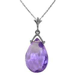 5.10ct Briolette Drop Amethyst Necklace in 14k Gold