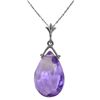 Image 1 : 5.10ct Briolette Drop Amethyst Necklace in 14k Gold