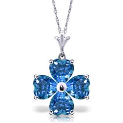 14k White Gold 3.80ct Blue Topaz Necklace