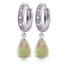 14K WG DIAMONDS & 1.55ct PEAR OPAL HOOP EARRING