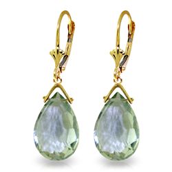10.20ct Green Amethyst Teardrop Earrings in 14k YG