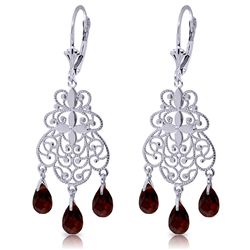14k White Gold 3.75ct Garnet Chandelier Earrings