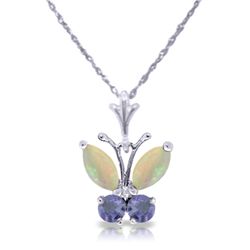 14k WG .50ct Opal and .20ct Tanzanite Butterfly Necklace