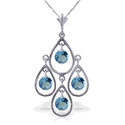 14K White Gold 1.20ct Round Blue Topaz Necklace