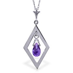14K WHITE GOLD 0.70ct BRIOLETTE AMETHYST NECKLACE