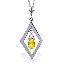 14K White Gold .70ct Briolette Citrine Necklace