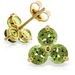 14K YELLOW GOLD 1.50ct ROUND PERIDOT STUD EARRING