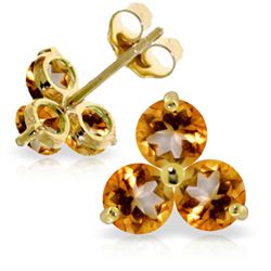 14k YELLOW GOLD 1.50ct ROUND Citrine Stud Earrings