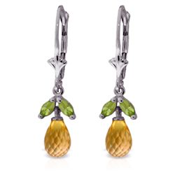 14k WG Petite Earrings with 3.00ct Citrine & .40ct Peridot