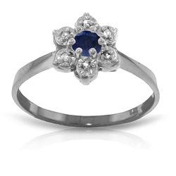 14k Solid Gold Diamond & 0.16ct Sapphire Ring