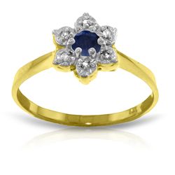 14k Solid Gold Diamond & 0.16ct Sapphire Ring