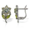 Image 1 : 14k Solid Gold Aquamarine & Peridot Flower Earrings