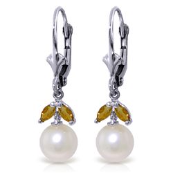 14k WG 4.00ct Pearl Earrings with .40ct Citrines