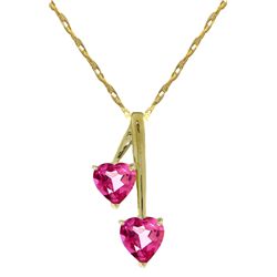 .90ct & .50ct Pink Topaz Hearts Necklace in 14k YG