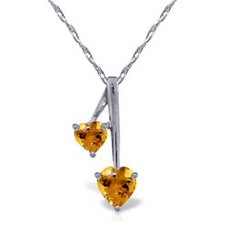 14k Solid Gold Citrine Hearts Necklace
