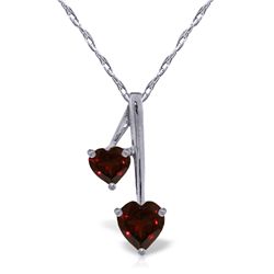 14k Solid Gold Garnet Hearts Necklace