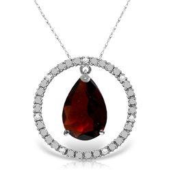 14K White Gold 6.5ct Garnet & Diamond Necklace