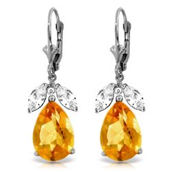 14k Solid Gold 12.0ct Citrine & White Topaz Earrings