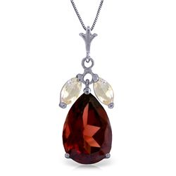 14k Solid Gold 6.0ct Garnet & White Topaz Necklace