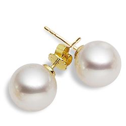 14k Solid Gold Freshwater Pearl Stud Earrings