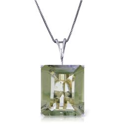 14k Solid Gold 6.50ct Green Amethyst Necklace