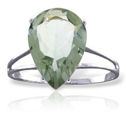 14k Solid Gold 5.0ct Green Amethyst Ring
