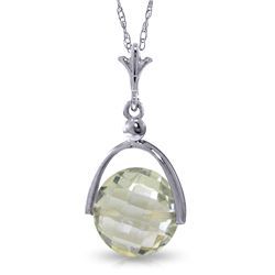 14k Solid Gold 3.25ct Green Amethyst Necklace
